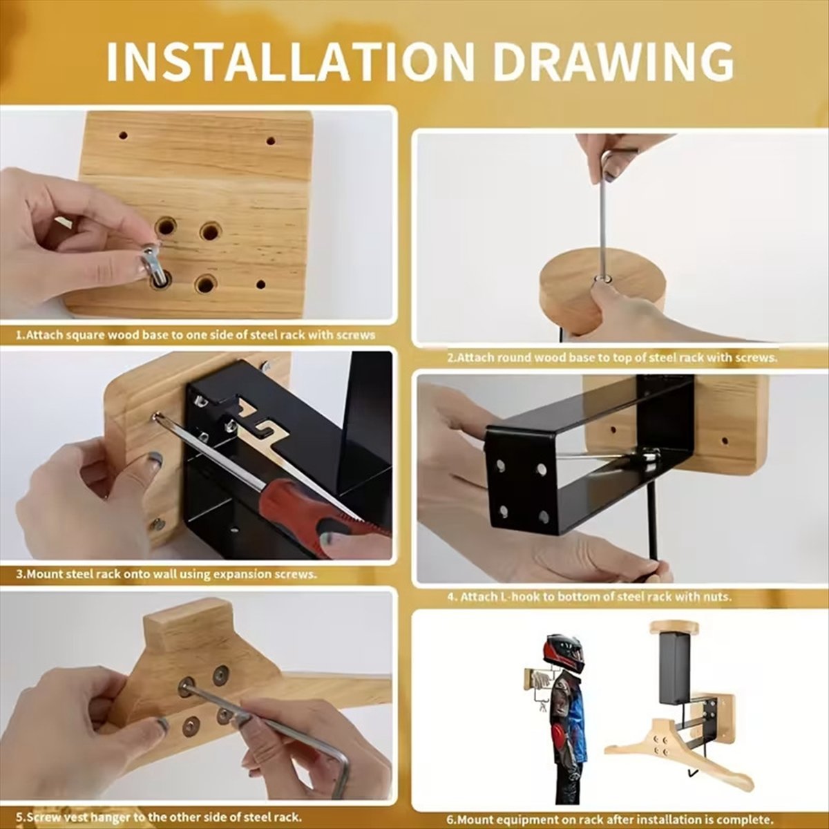 Cycling Gear Holder - حامل خشبي جديد للخوذة على شكل